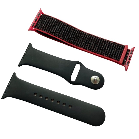 NEW 2 Apple Watch Bands Black Sport Red Loop 38/40/41mm - Picture 3 of 8